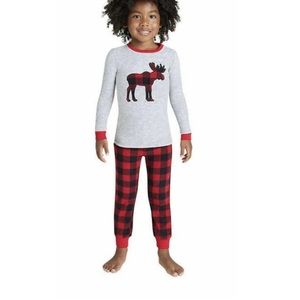 Eddie Bauer Kids' Unisex Pajama Sleep Set Red Plaid Moose